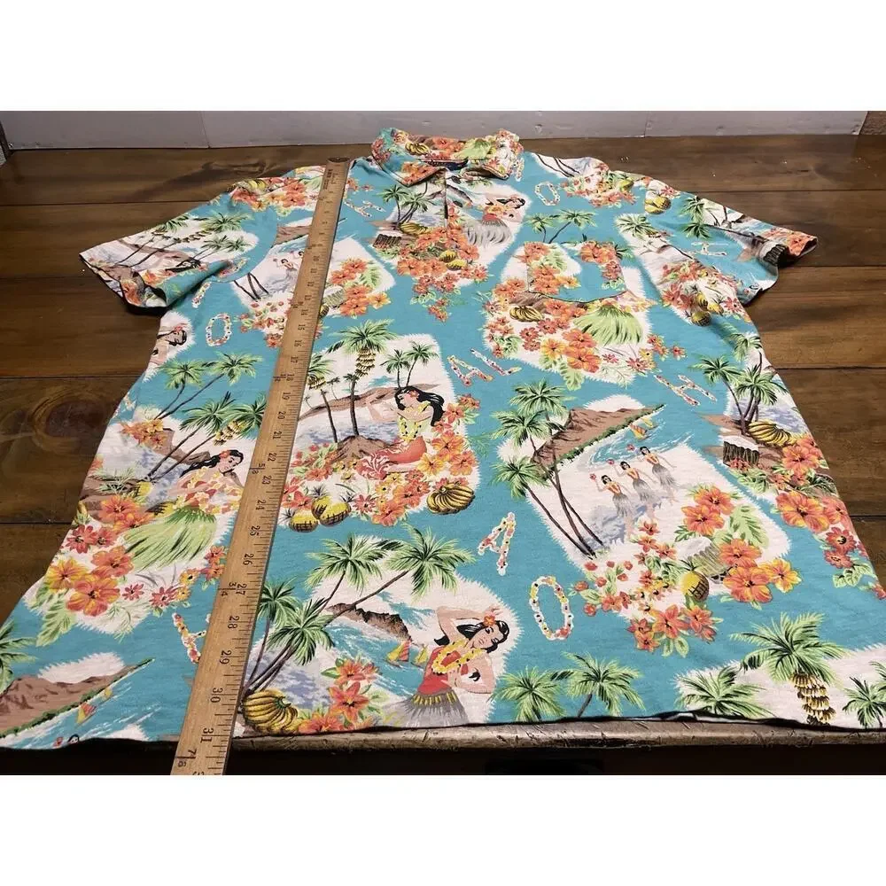 Polo Ralph Lauren Hawaiian Polo Mens XL Floral Hula Girls All Over Print